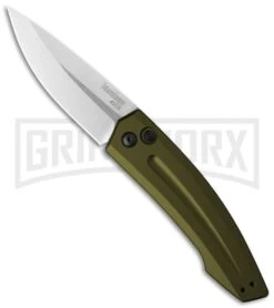 Kershaw Launch 2 OD Green Aluminum Automatic Knife - Stonewash Plain