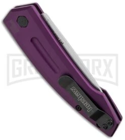 Kershaw Launch 2 Purple Aluminum Automatic Knife - Stonewash Plain -Knife Store kershaw launch auto 2 sw purple side cm large