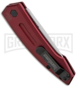 Kershaw Launch 2 Red Aluminum Automatic Knife - Stonewash Plain -Knife Store kershaw launch auto 2 sw red side cm large