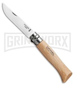 Opinel Knives No. 8 Wood Folding Knife - Stainless Steel Plain