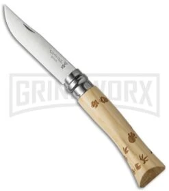 Opinel Knives Nature Footprints No. 7 Beech Wood Folding Knife - Stainless Steel