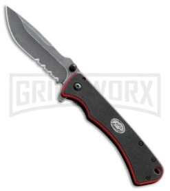 Outdoor Edge Divide 3.5" Black G-10 Frame Lock Knife - Black Stonewash Serr