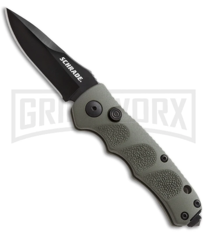 Schrade Mini Extreme Survival OD Green Automatic Knife - Black Plain 1 Schrade Mini Extreme Survival OD Green Automatic Knife - Black Plain