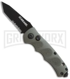 Schrade Mini Extreme Survival OD Green Automatic Knife - Tanto Black Serr