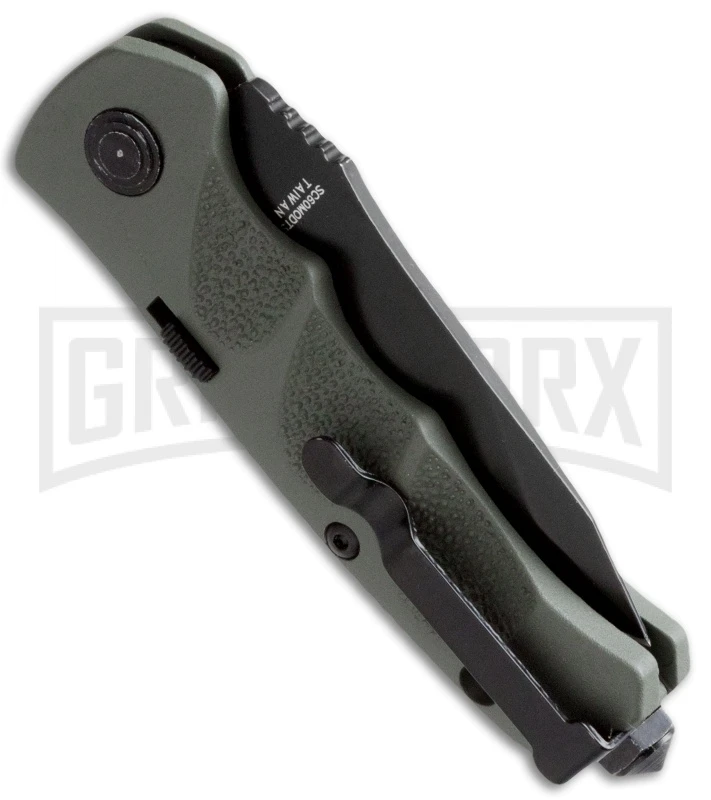 Schrade Mini Extreme Survival OD Green Automatic Knife - Tanto Black Serr 2 Schrade Mini Extreme Survival OD Green Automatic Knife - Tanto Black Serr - Image 2