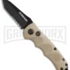 Schrade Mini Extreme Survival Tan Automatic Knife - Tanto Black Serr