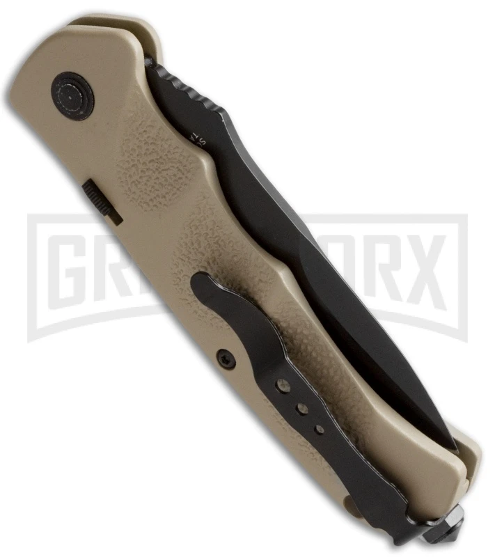 Schrade Mini Extreme Survival Tan Automatic Knife - Black Plain 2 Schrade Mini Extreme Survival Tan Automatic Knife - Black Plain - Image 2