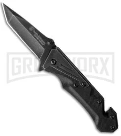 Smith & Wesson Extreme Ops CK405 Black Folding Knife - Tanto Black Plain